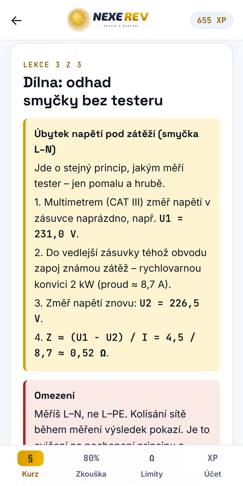 Postup měření spojitosti ochranného vodiče multimetrem a dlouhým vodičem